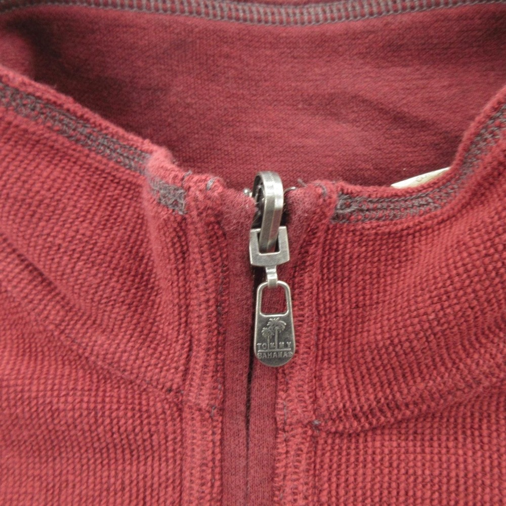 Tommy Bahama Jeans Sweater Mens Medium Red Quarter Zip Pullover 124-TD2786 - Picture 3 of 12
